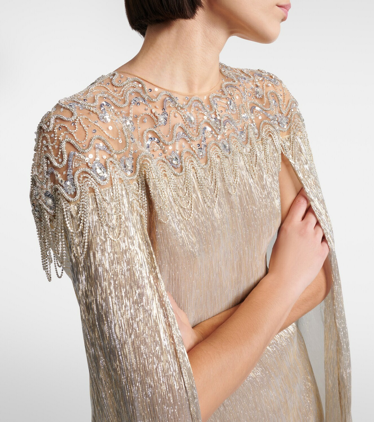 Oscar de la Renta Embellished silk gown