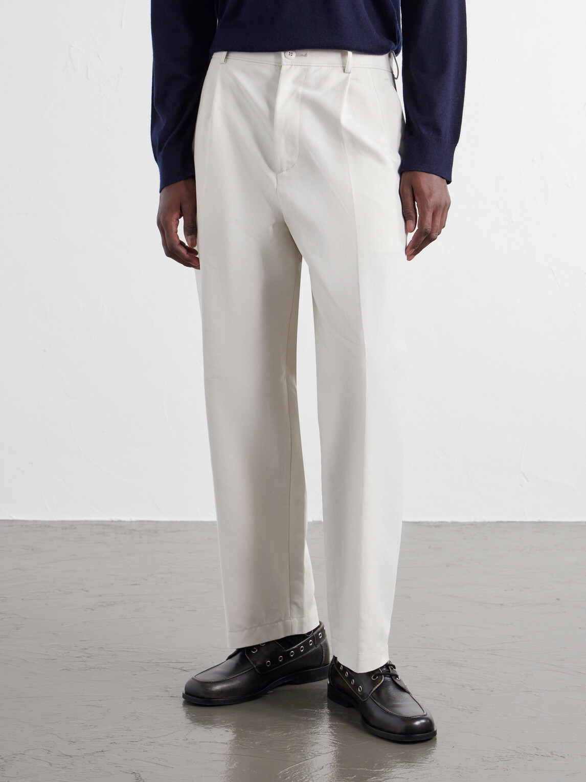 ATON - Pleated Tapered Cotton Trousers - Neutrals