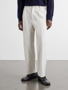 ATON - Pleated Tapered Cotton Trousers - Neutrals