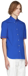 Alexander McQueen Blue Logo Tape Brad Pitt Short Sleeve Shirt