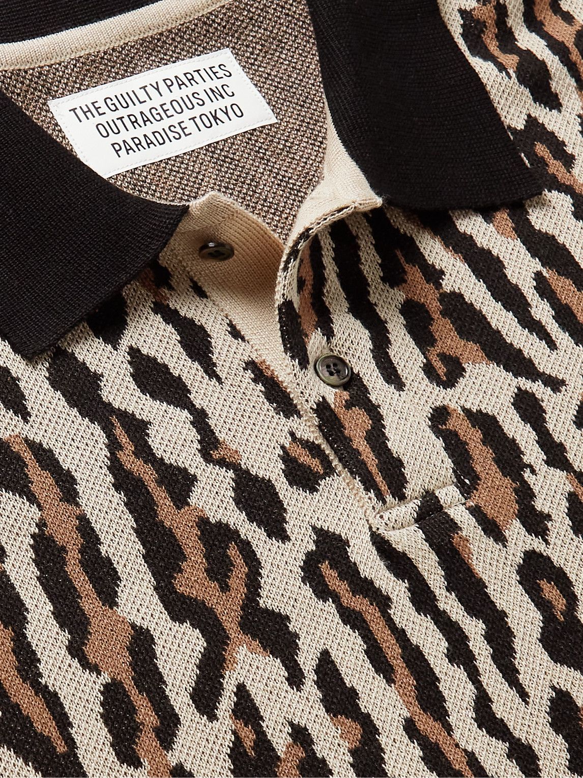 Wacko Maria - Leopard-Jacquard Cotton-Blend Polo Shirt - Neutrals