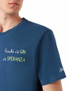 MC2 Saint Barth Man Cotton T-shirt With Finchè Cè Gin Cè Speranza Embroidery