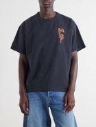 SECOND / LAYER - GGG Printed Cotton-Jersey T-Shirt - Blue