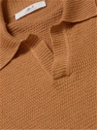 Mr P. - Honeycomb-Knit Linen and Cotton-Blend Polo Shirt - Orange