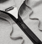 TOM FORD - Oversized Logo-Trimmed Garment-Dyed Fleece-Back Cotton-Jersey Hoodie - Men - Gray