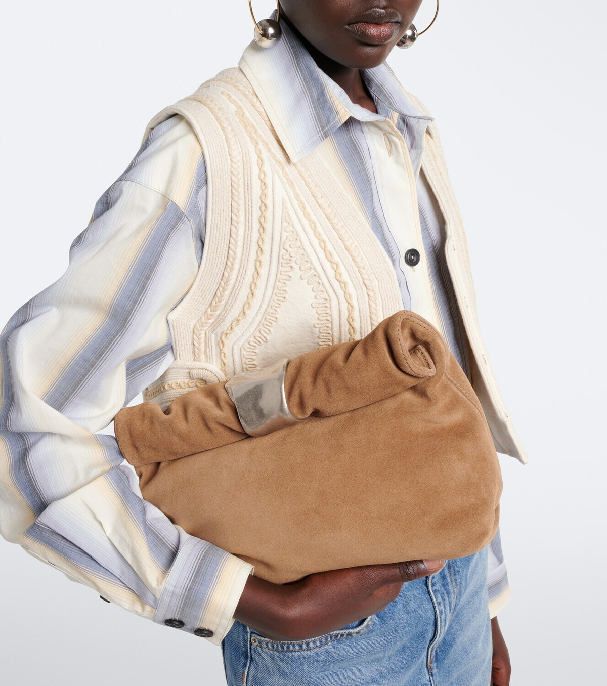 Staud Puff Small suede clutch