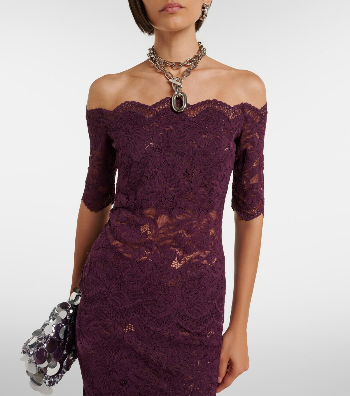 Rabanne Off-shoulder lace top