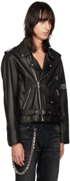 Enfants Riches Déprimés Black Rose Print Classic Moto Leather Jacket