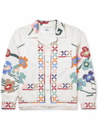 BODE - Prisma Camp-Collar Embroidered Cotton-Gauze Overshirt - White