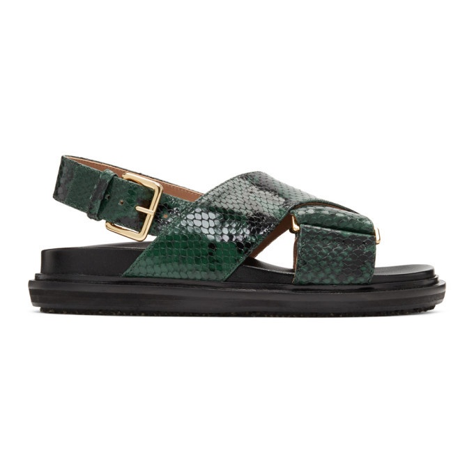 Marni Green Snake Fussbett Sandals