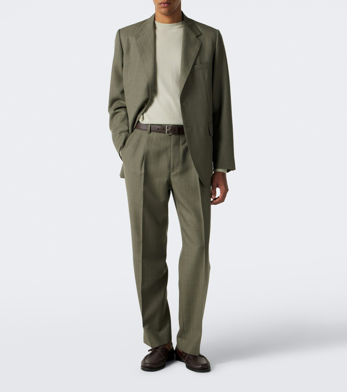 Auralee Chalk stripe wool straight pants