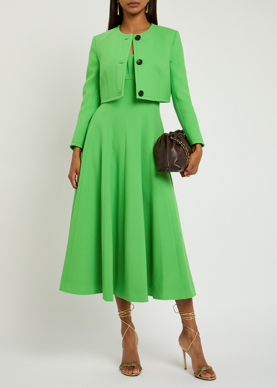 Emilia Wickstead Lizette Wool-crepe Cropped Jacket Green