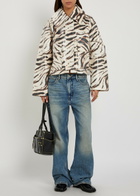 Ganni Zebra-print Laminated Barn Jacket White