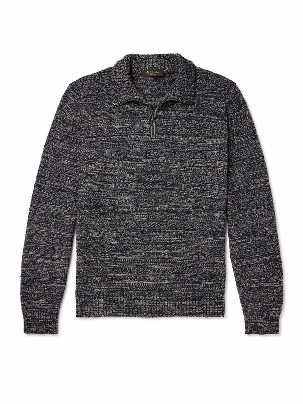 Photo: Loro Piana - Fancy Cashmere Half-Zip Sweater - Blue