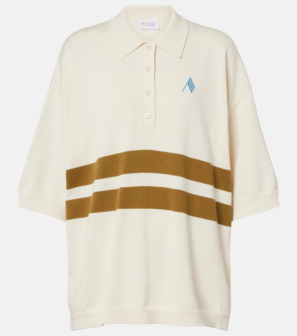 The Attico Striped oversized cotton polo shirt