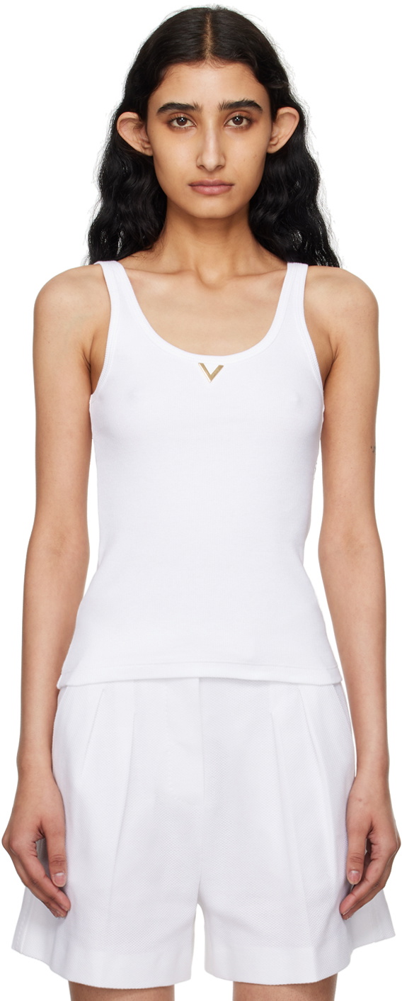 VALENTINO GARAVANI 売れ筋商品|||ヴァレンティノ ガラヴァーニ Tシャツ トップス レディース Tank tops White Valentino White V Tank Top Valentino