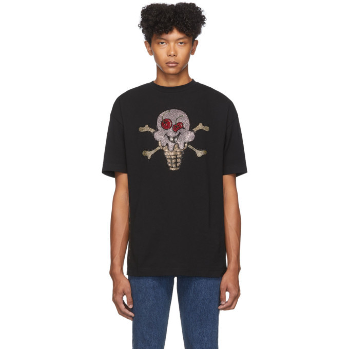 Photo: Palm Angels Black Rhinestones Ice Cream T-Shirt