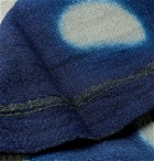 11.11/eleven eleven - Half Moon Frayed Indigo-Dyed Wool Scarf - Blue