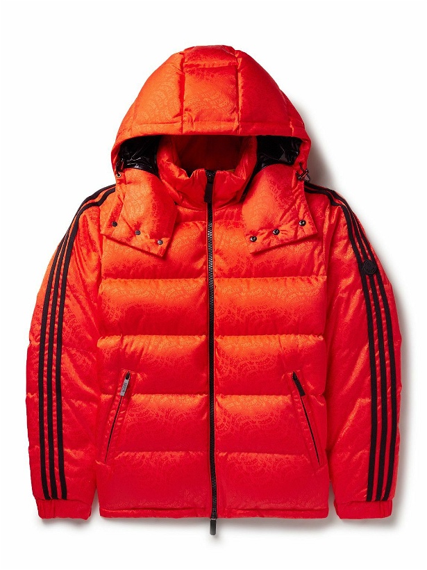 Photo: Moncler Genius - adidas Originals Alpbach Quilted Logo-Jacquard Shell Hooded Down Jacket - Orange