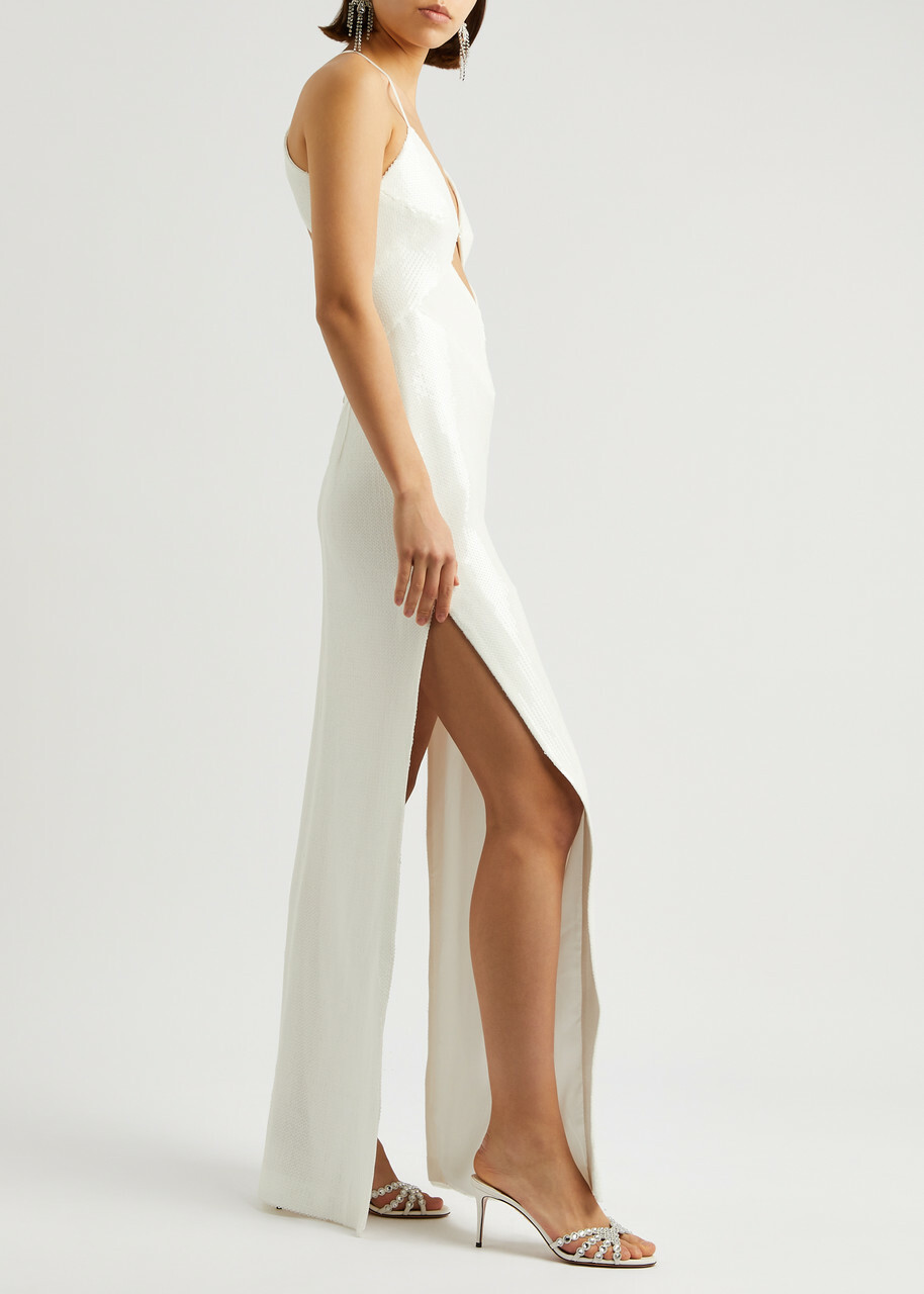 Aquazzura Tequila 75 Leather Mules White