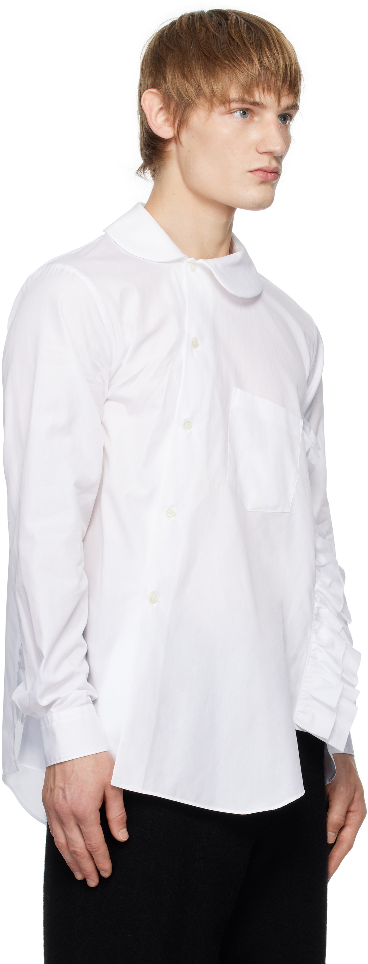 Black Comme des Garçons White Ruffled Shirt Comme des Garcons Black