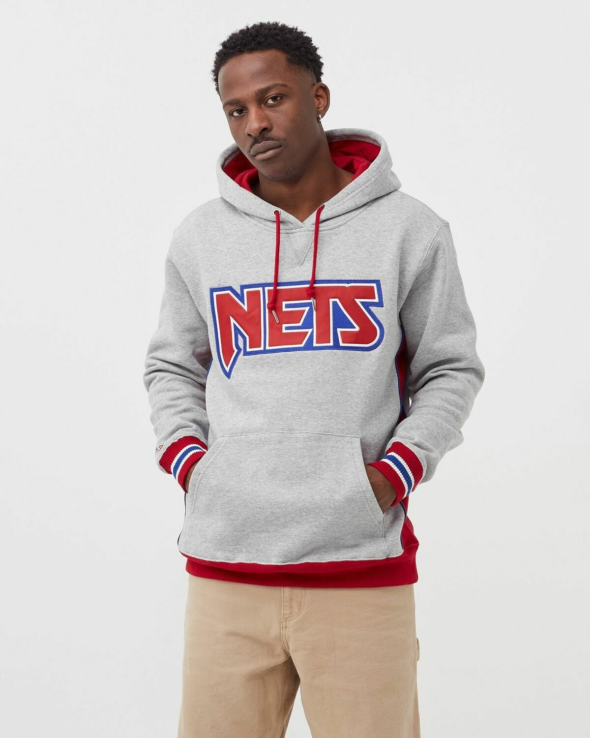 Mitchell & Ness Nba Premium Fleece Hoodie New Jersey Nets Grey - Mens - Hoodies/Team Sweats