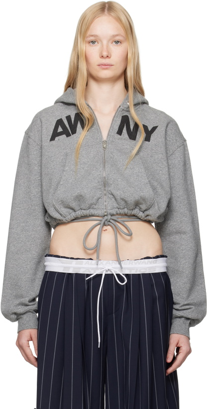 Photo: alexanderwang.t Gray Graphic Deconstructed Wrap Hoodie