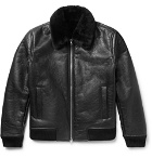 NN07 - Rowan Shearling-Trimmed Leather Bomber Jacket - Men - Black