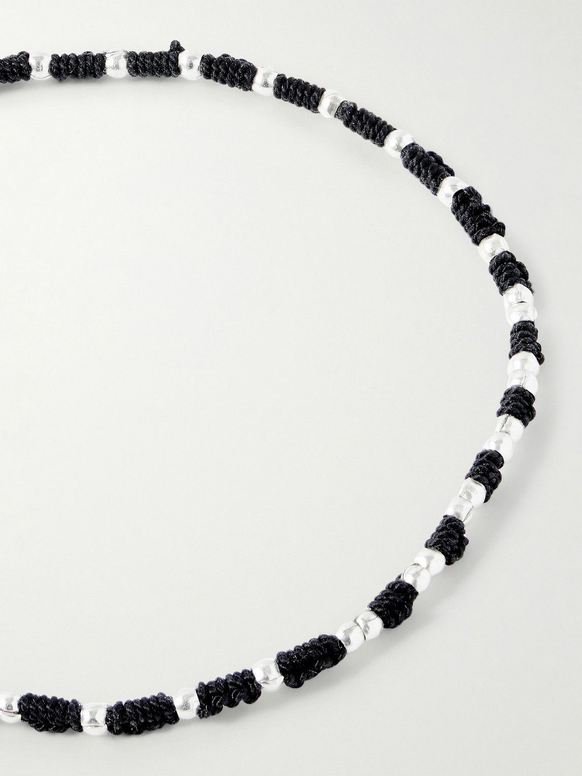 Mikia - Silver Beaded Bracelet - Black
