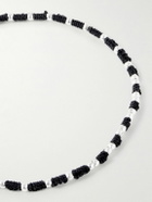 Mikia - Silver Beaded Bracelet - Black