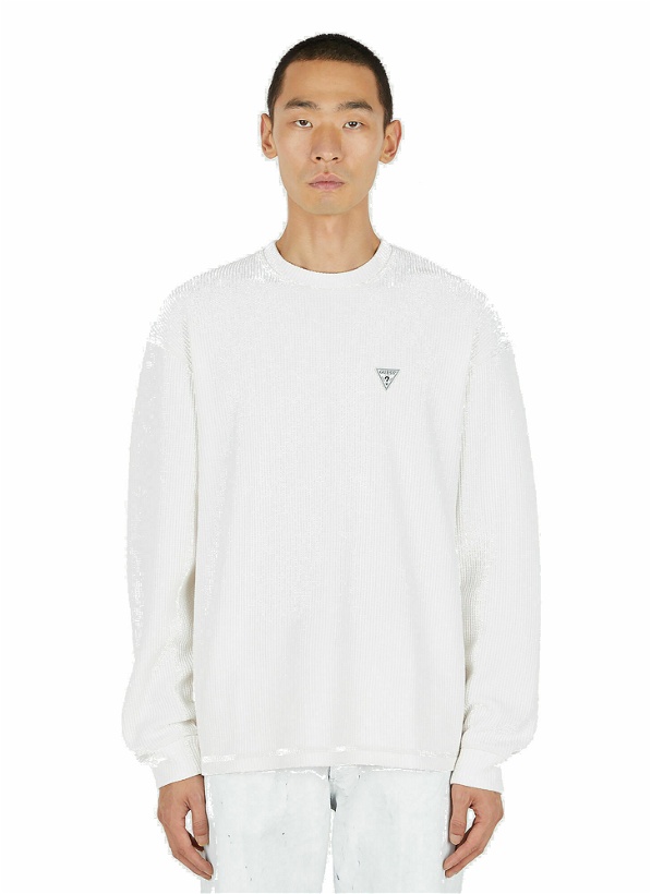 Photo: Crewneck Thermal Long Sleeve T-Shirt in White