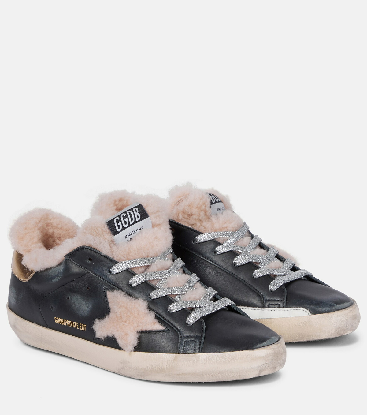 1980円スタート　DS2300 GOLDEN GOOSE ゴールデングース RUNNING メンズ レオパード ハラコ スニーカー サイズ26cm相当 アウトソール28.5cm Golden Goose - Space Star shearling-lined sneakers Golden Goose