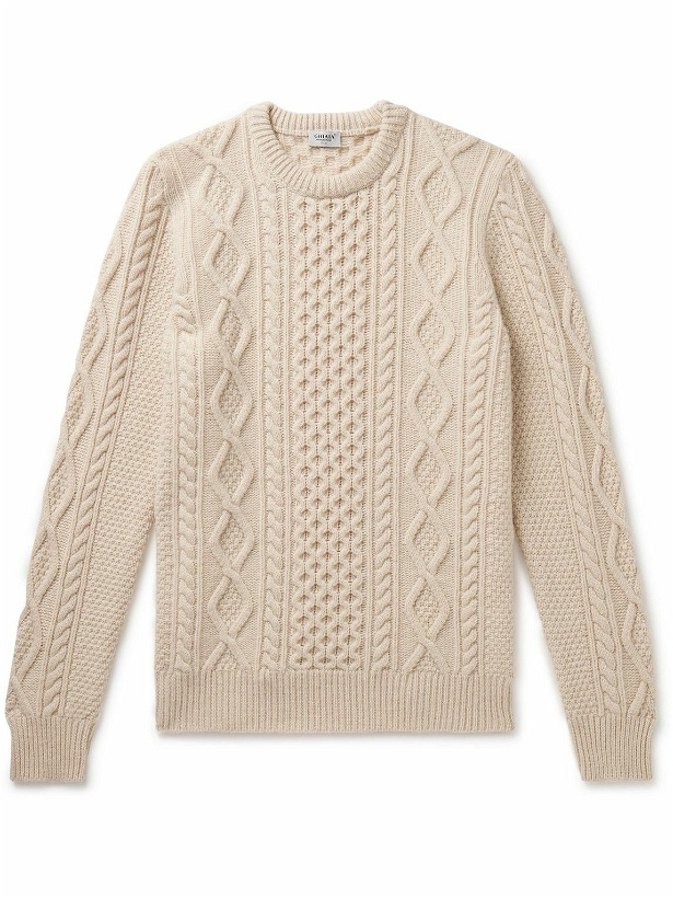 Photo: Ghiaia Cashmere - Pescatore Cable-Knit Wool Sweater - Neutrals
