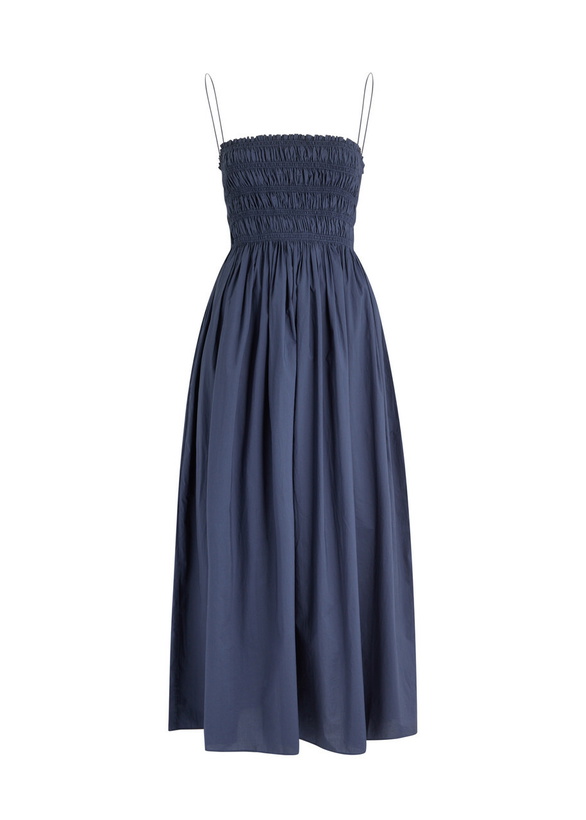 Photo: Matteau Smocked Cotton Midi Dress Navy