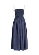 Matteau Smocked Cotton Midi Dress Navy