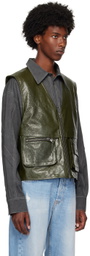 Andersson Bell Green Tonny Zip-Up Faux-Leather Vest