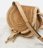 Chloé Marcie Small shearling-trimmed suede crossbody bag