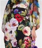Dolce&Gabbana Rose Garden charmeuse midi skirt