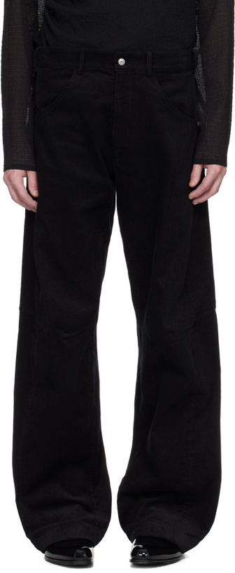 Photo: Omar Afridi Black Knee Darted Flare Micro Cord Trousers