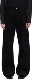 Omar Afridi Black Knee Darted Flare Micro Cord Trousers