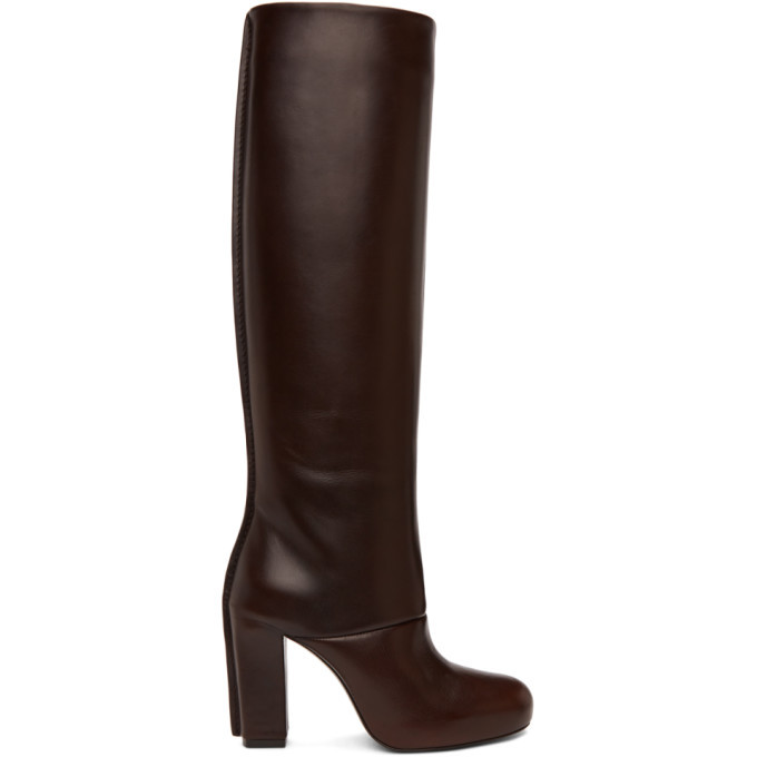 Lemaire Brown Leather Heeled Tall Boots Lemaire