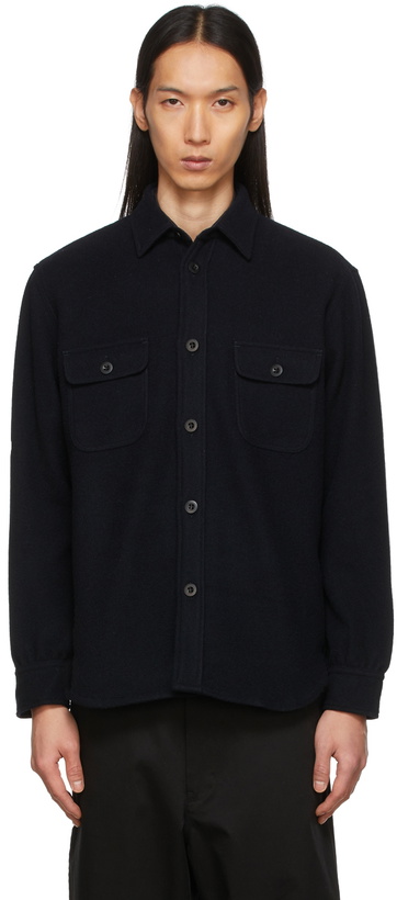 Photo: Comme des Garçons Homme Navy Wool & Ripstop Shirt