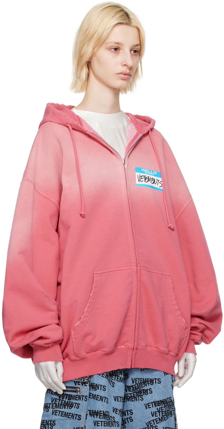 VETEMENTS Pink 'My Name Is VETEMENTS' Hoodie Vetements