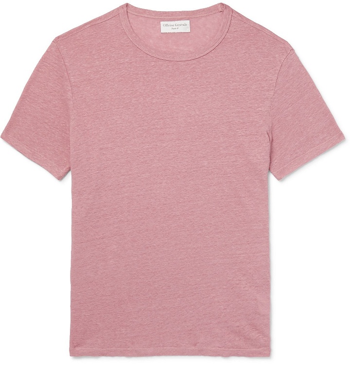Photo: OFFICINE GÉNÉRALE - Garment-Dyed Linen T-Shirt - Pink