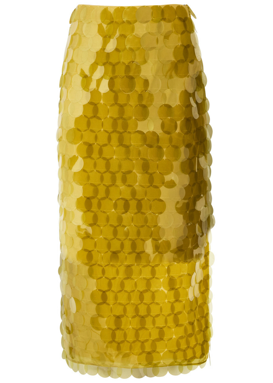 Roksanda Halin Embellished Midi Mesh Skirt Olive