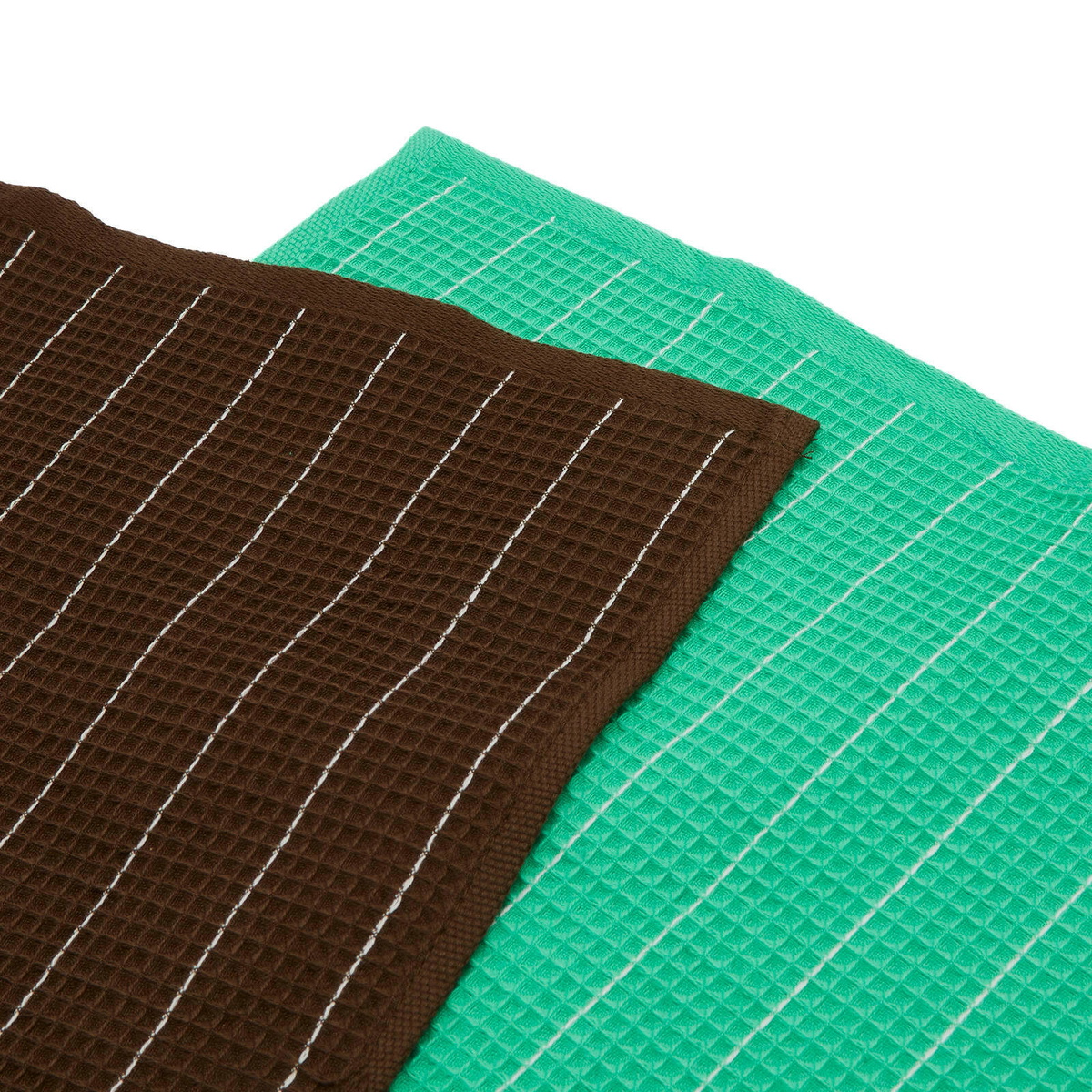 HAY Canteen Dish Cloth - Set of 2 in Emerald/Chocolate Pinstripe 