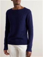 Ralph Lauren Purple label - Cable-Knit Linen and Silk-Blend Sweater - Blue