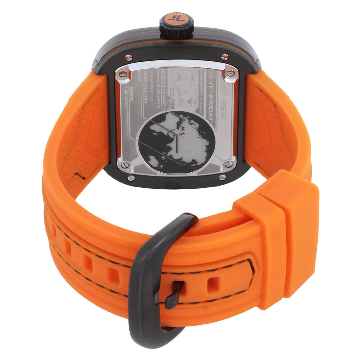 Sevenfriday PS-Colored Carbon Automatic Day-Night Orange Dial Mens Watch PS3/03