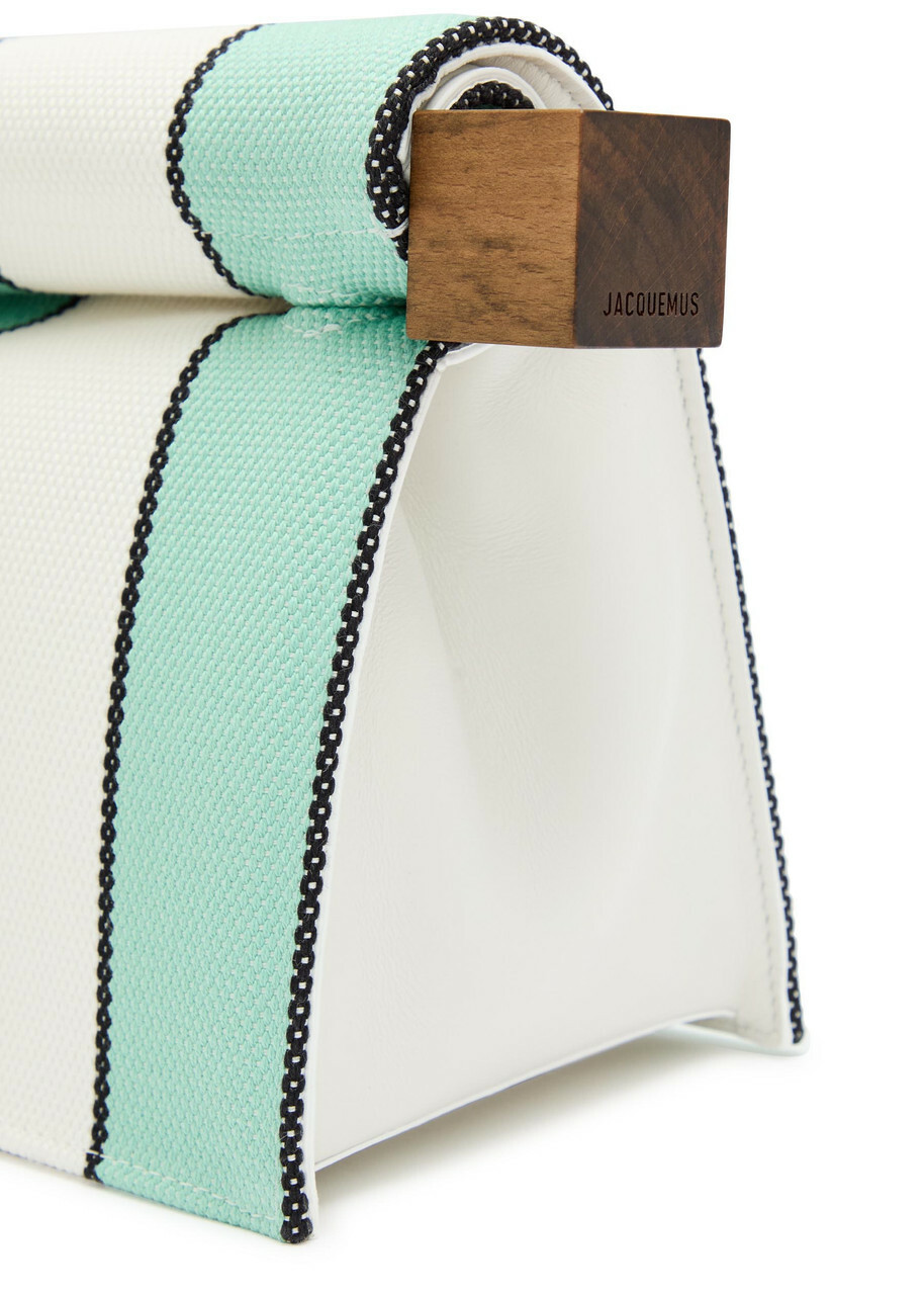 Jacquemus La Pochette Rond Carre Striped Canvas Clutch - White - One Size