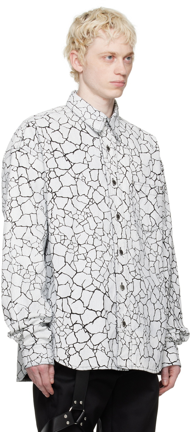 Johnlawrencesullivan White Cracked Denim Shirt